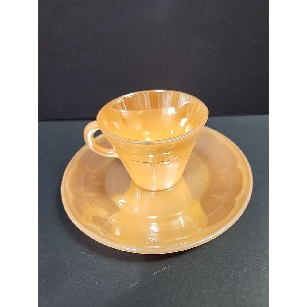 Vintage Termocrisa Peach Lusterware Coffee Cup Mug & Plate (6.5")